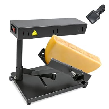 Raclette Cheese Melter Commercial Electric Cheese Machine Cheese Melting Machine Adjustable Raclette Machine For Half Cheese Wheel Sliced Cheese，With 4 cheese plates