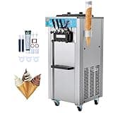 VEVOR Commercial Ice Cream Machine, 21-31 L/H Yield, 1800W 3-Flavor Freestanding Soft Serve Ice Cream Maker, 2 x 5.5L Stainless Steel Cylinder, LED Panel Auto Clean Pre-cooling, for Restaurant Bars