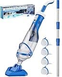 Cordless Pool Vacuum with Telescopic Pole, 18.5 GPM Powerful Suction, 1.5H Supercharge Technology, Handheld Rechargeable Pool Vacuum Cleaner for Above Ground/Inground Pools, Hot Tubs, Spas
