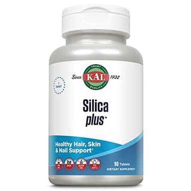 KAL Silica Plus, Silica Gel with Horsetail Extract, Healthy Hair, Skin & Nails Support, Maximum Absorption, Vibrant Hair, Glowing Skin Supplement, Vegan, Gluten Free, 90 Serv, 90 Quick Dissolve Tabs
