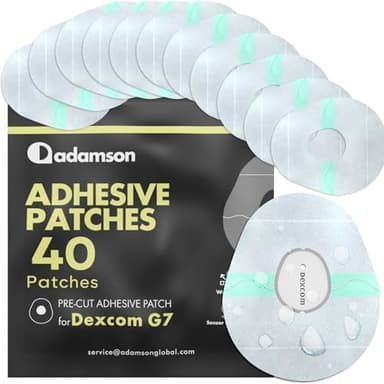 Adamson Dexcom G7 Over Patches Waterproof – 40 Clear Adhesive Patches – Transparent CGM Covers No Glue on Sensor – Strong Hold – Hypoallergenic & Sweatproof