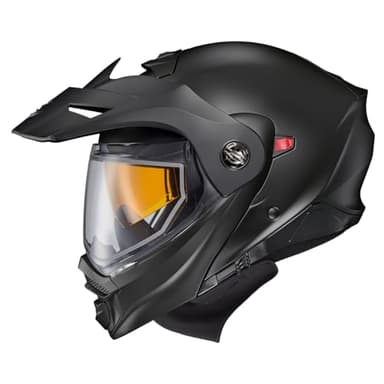 ScorpionEXO AT960 Cold Weather Adventure Snowmobile Modular Helmet Dual Pane Shield with Breath Box and Bluetooth Ready Speaker Pockets Solid (Matte Black - Medium)