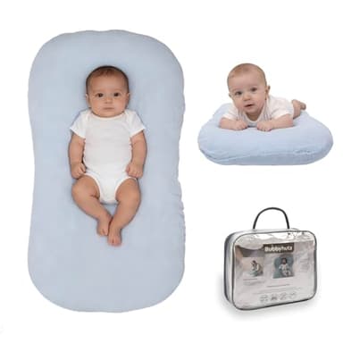Bubbyhuts Baby Lounger - Snuggle Cozy Me Infant Lounger for Newborn 0-12 Months, Muslin Cover，Portable Breathable & Soft Baby Nest Lounger for Home and Travel - Blue