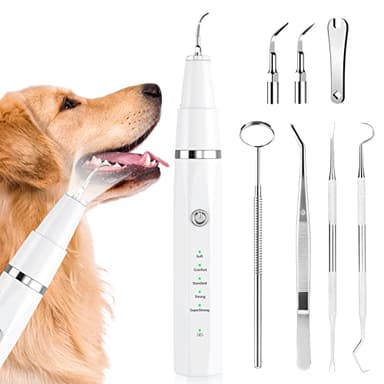 Ni-SHEN Dog Plaque Remover for Teeth，Pet Ultrasonic Tooth Cleaner，Teeth Cleaning Kit -Tartar Remover for Teeth Stains for Dogs and Cats (White)