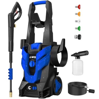 Pressure Washer, Power Washer with 4 Quick Connect Nozzles 1 Foam Cannon, High Pressure Cleaning Machine for Cars/Fences/Driveways/Patios/Farms/Home Cleaning