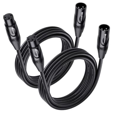 Cable Matters 2-Pack Premium XLR to XLR Cables - 10ft, Male to Female Microphone Cable, Oxygen-Free Copper (OFC) Mic Cord, Black