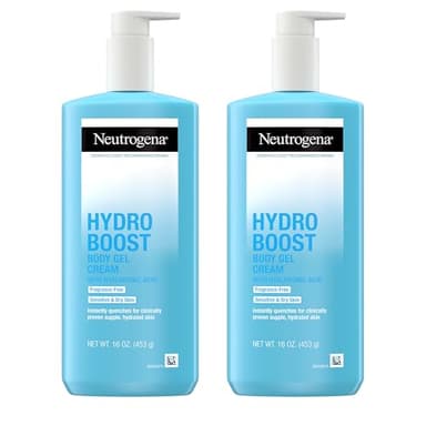 Neutrogena Hydro Boost Body Gel Cream, Hydrating Body Lotion with Hyaluronic Acid for Sensitive Skin, Fragrance-Free Hyaluronic Acid Moisturizer, 16 oz, 2 Pack