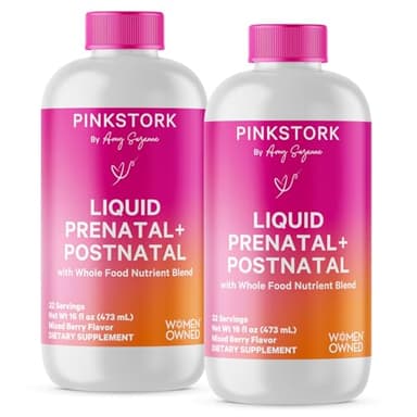 Pink Stork Liquid Prenatal Vitamins for Women - for Fertility, Pregnancy, Postpartum - Morning Sickness Support - 64 Servings - 2 Pack
