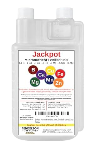 Pendelton Turf Supply Jackpot Micronutrient Liquid Fertilizer Mix | Indoor & Outdoor | for Plants, Flowers, Vegetable Gardens, Trees, Shrubs & Lawns (32oz)