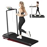 SubSun 2 in 1 Folding Treadmill, Walking Pad with Handle Bar, Under Desk Treadmill with 265 Lbs Capacity for Office, Remote Control, Black