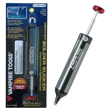 VAMPLIERS Premium Solder Sucker Made in Japan Heavy Duty Desoldering Pump High Power Vacuum Suction SS-03
