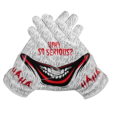 Exote Sports Youth Football Gloves American Reciever Villain Football Gloves for Adult Men Women and Boys with Super Sticky Silicone Grip Palms Ultimate Performance Boosters (White, Youth Medium)