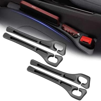 YAFCN Car Seat Gap Filler Organizer 4 pcs, Universal Car Seat Gap Blocker with Storage Slot, Leak-Proof Seat Gap Plug for Car SUV Truck, Automotive Interior Accessories, Black (4 pcs, Black)