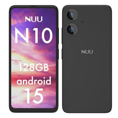 NUU N10 Basic Cell Phone for T-Mobile, Mint, Metro, Qlink, Tello and More 4GB/128GB, Perfect for Teenagers, Dual SIM 4G, Octa-Core 6.6" 90Hz HD+, Unlocked Phones Android Phone 15, US Warranty (Black)