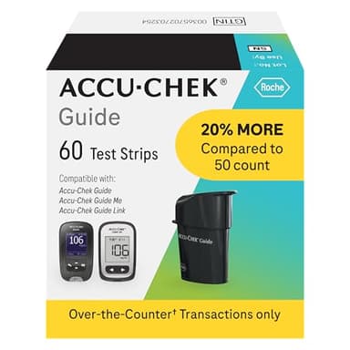 Accu-Chek Guide Glucose Test Strips for Diabetic Blood Sugar Testing (Pack of 60)