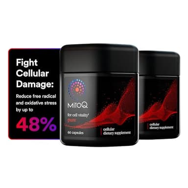 MitoQ Pure Advanced Mitochondria Supplement Superior Bioavailability to CoQ10 | Reduces Free Radical Damage for Healthy Aging, Metabolism, Heart Health, Energy, Strength & Mobility