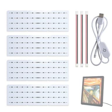 4PCS CMYK Lithophane LED Backlight Board Kit Compatible with Bambulab A1/A1 mini/P2S/X1C/H2D 3D Printers,PCB Light Replacement Kit with USB Power Cable and Connection Cable for 3D Printed Photo Model