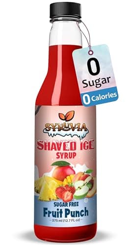 Syruvia Sugar-Free Snow Cone Syrup 12.7oz - Fruit Punch- 0 Calorie Syrup For Shaved Ice, Snow Cones, Slushies, Italian Soda, Popsicles. Keto Friendly, Kosher, Dairy Free