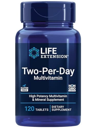 Life Extension Two-Per-Day Multivitamin - Packed with Over 25 Vitamins, Minerals & Extracts -Vitamins B6, C, D - Zinc - Two-Month Supply - Non-GMO, Gluten-Free - 120 Tablets
