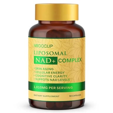 NBOOCUP NAD Supplement - 1010mg Nicotinamide Riboside Chloride Complex, Liposomal NR Supplements, Resveratrol NAD+ for Anti Aging, Cellular Energy, Skin, Focus - 90 Capsules