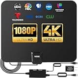 WGGE Amplified HD Digital TV Antenna Long Range Reception,Support 4K 1080p, Local Channels and All Smart TV's Indoor Professional Smart Switch Amplifier Signal Booster-17ft Coax Cable/AC Adapter