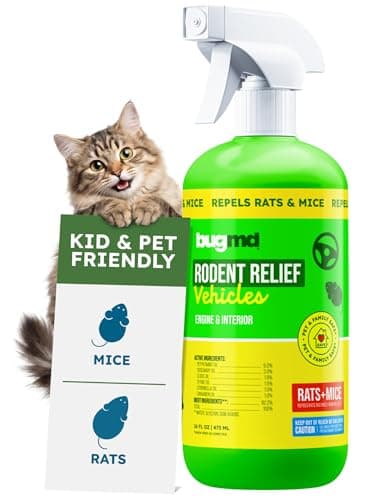 BugMD Rodent Repellent for Car Engines | Natural Peppermint Oil Spray to Repel Rats, Mice & Squirrels from Cars, RVs & Trucks