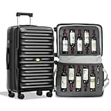 SERABETTO Wine Suitcase, 10 Bottle Wine Luggage, Durable Wine Travel Case, Fly With Wine Suitcase with TSA Lock, Versatile Wine Carrier with Removable Inserts and Silent Spinner Wheels（Black）