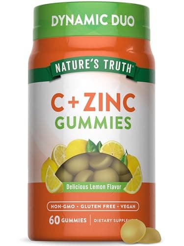 Nature's Truth Vitamin C Gummies with Zinc for Adults | 60 count | Immune Support | Vegan, Non GMO & Gluten Free Supplement