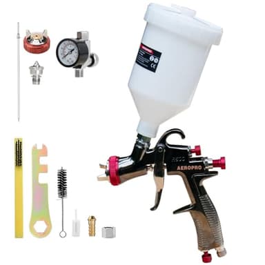 AeroPro R500 LVLP Air Spray Gun with 1.3/1.5mm Nozzles & Air Regulator, Paint Guns Automotive, Car Paint Gun Sprayer, Paint Gun for House Painting, Car, Furniture, Varnish and Top Coat