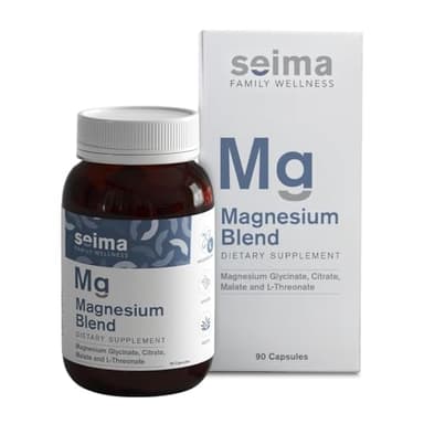 SEIMA - 4-in-1 Magnesium Complex – 1200 mg with Glycinate, Citrate, L-Threonate and Malate – Sleep, Stress Relief, Muscle Recovery, Energy and Well-Being for Women and Men, 90 Capsules