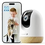 MUBVIEW 5G WiFi Indoor Security Camera No Subscription, Pet Indoor with Phone App, Baby Monitor WiFi Smartphone, 2K Night Vision Pan-Tilt Dog Camera, Auto Tracking, 2-Way Audio, Local&Cloud Storage