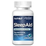 HealthA2Z Sleep Aid, Diphenhydramine Softgels, 50mg, Supports Deeper, Restful Sleeping, Non Habit-Forming (250 Counts)