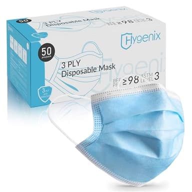 Hygenix Level 3 Procedure 3Ply Disposable Face Masks – ≥98% Filtration, Fluid Resistant, Made in USA (50 Pack)