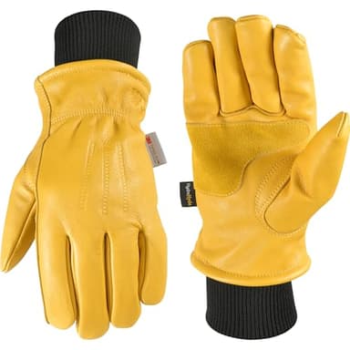 Wells Lamont Men's HydraHyde Leather Winter Work Gloves | Water-Resistant | Insulated | Large (1202L)
