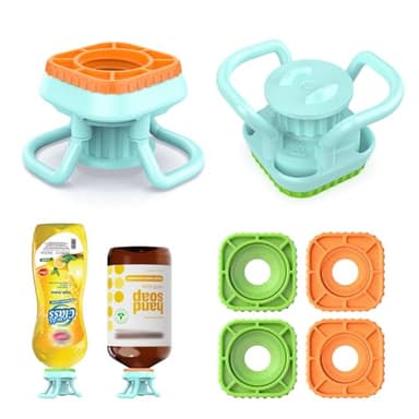 Bottle Emptying Cap, 2 Pack Bottle Emptying Kit Fits Most Plastic Bottles, Upside Down Flip Bottles Dispenser Cap Kit To Get Out Every Drop Of Shampoos Lotions - No More Wastes, 4 Caps 24mm+28mm