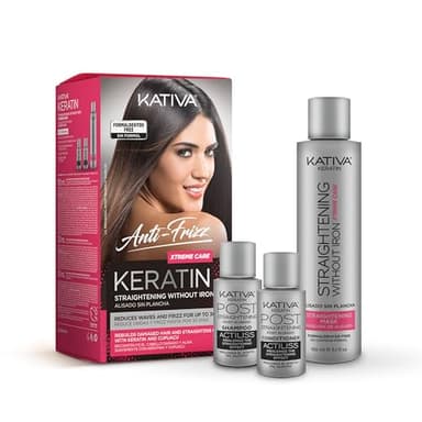 Kativa Anti-Frizz Xtreme Care, Home Use Straightening Treatment with Keratin and Cupuaçu, Rebuilds Damaged Hair and Straightens Waves