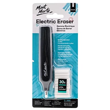 Mont Marte Electric Eraser, Includes 30 Eraser Refills. Suitable for use with Graphite Pencils and Color Pencils.