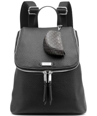 Calvin Klein Zulle Organizational Backpack, Black/Silver, One Size