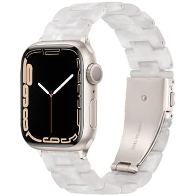 Pleixiu for Apple Watch Bands 38mm 40mm 41mm (42mm-Series 11 10) Lightweight Resin With Stainless Steel Buckle For Apple Watch Ultra 3 2 1 Series 11 10 SE 9 8 7 6 5 4 3 Women-Pearl White for Starlight