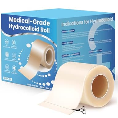 Hydrocolloid Roll Bandages, 2IN x 5FT Extra Large Hydrocolloid Patch with Self-Adhesive, Ultra Absorbent, Cut-to-Size, Flexible & Waterproof for Burn, Blister, Acne Care, First Aid Kit Essential