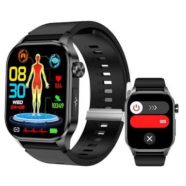 Smart Watch for Men Women, 2.04" AMOLED Color Screen, 24/7 Heart Rate, Blood Oxygen, Blood Pressure, Sleep and Stress Health Monitor, Blood and Body Composition Insights, 150 Sports Modes (Black)