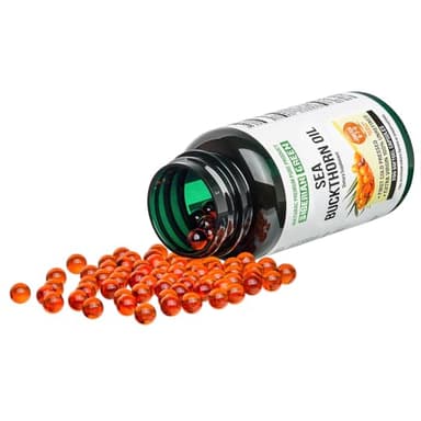 Siberian Sea Buckthorn Oil Capsules 200 Softgels | from Wild-harvested Siberian Sea Buckthorn Berries | Oil Cold Pressed Unrefined Gluten Free Non-GMO Premium Omega 7