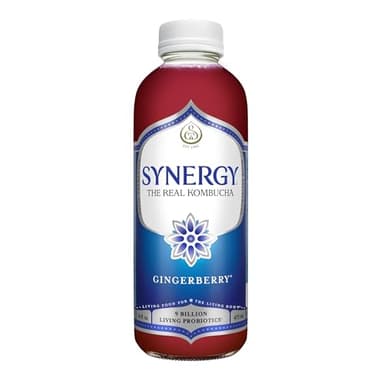 SYNERGY The Real Kombucha - Gingerberry - 16 fl oz Bottle - Raw Probiotic Drink for Gut Health and Immune Support
