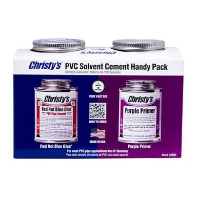 Christy's Handy Pack: Red Hot Blue Glue Medium Body PVC Cement and Purple Primer, 1/2 Pint (8 fl oz)