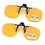 FONHCOO Clip-on Night Driving Sunglasses 2 Pack Night Vision Glasses Lens over Prescription Glasses for Women Men (2 × Night Driving Lens)