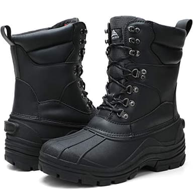 ALEADER Mens Snow Boots Waterproof Insulated Cold Weather Winter Warm Boots Black PU/01 9 US