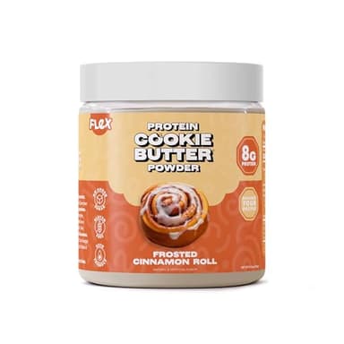 Flex Whey Protein Cookie Butter Powder - Frosted Cinnamon Roll | Keto-Friendly, Low Carb, No Added Sugars, Gluten-Free | Easy to Mix, Bake and Spread | 8.32oz