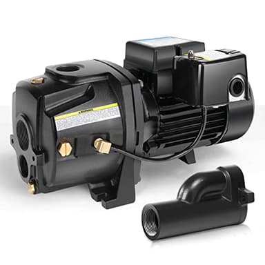 Acquaer Shallow/Deep Well Jet Pump, Cast Iron Convertible Pump with Ejector Kit, Well Depth Up to 25ft or 90ft, 115V/230V Dual Voltage, Automatic Pressure Switch,1HP