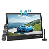 Feihe 14 inch Small Kitchen TV Portable with Antenna ATSC Tuner, Built-in TV Stand and Remote Control, HDMI, USB, TF,Hearphone Jack for Kitchen/Bedroom/Car/RV/Camping