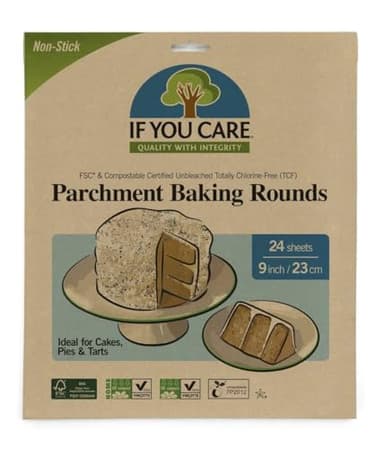 If You Care Parchment Paper Rounds for Baking Cakes, Pies, Tarts – Pack of 24 Circle Liners - Unbleached, Chlorine Free, Greaseproof, Silicone Coated – 9 Inch Diameter